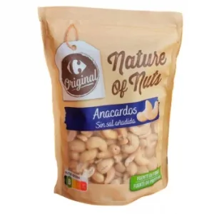 Anacardos Tostados Original Carrefour sin Sal Añadida Doy Pack 200 G.