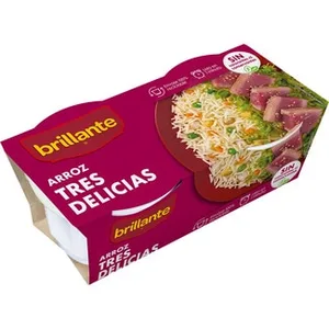 Arroz Cantonés Cocido Tres Delicias para Guarnición Pack 2 Brillante