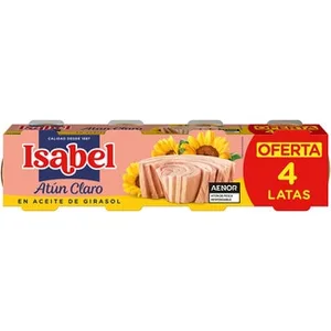 Atún Claro en Aceite de Girasol Pack 4  Isabel 52 G