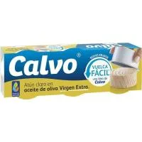 Atún Claro en Aceite de Oliva Virgen Extra Calvo, Pack 3x65 G