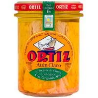 Atún Claro en Aceite Oliva Ecológico Ortiz, Frasco 220 G