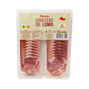 Auchan Cabecero de Lomo Embuchado, sin Gluten y Cortado en Lonchas 2 X 60 G. Producto Alcampo 120 G
