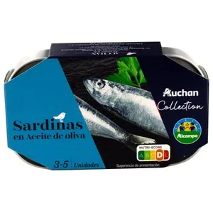 Auchan Collection Sardinas (3 - 5) en Aceite de Oliva Lata 81 G. Producto Alcampo