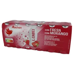 Auchan Leche Fermentada con Lcasei y Sabor a Fresa 12 X 100 G. Producto Alcampo 1200 G