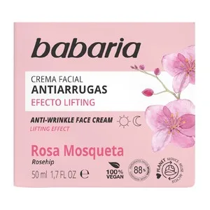 Babaria Crema Facial Antiarrugas, Efecto Liftin con Rosa Mosqueta 50 Ml.