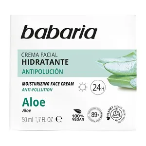 Babaria Crema Facial de Día Hidratante y Antipolución con Aloe Vera 50 Ml.