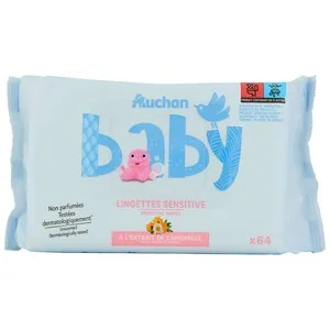Producto Alcampo Baby Toallitas Húmedas para Bebé con Camomila, para Pieles Sensibles 64 Uds.