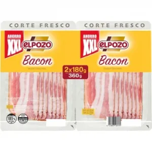 Bacon Ahumado en Lonchas Elpozo sin Gluten y sin Lactosa Pack de 2 Unidades de 180 G