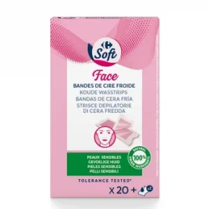Bandas de Cera Depilatoria Faciales Frías Carrefour Soft 20 Ud.
