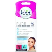 Bandas Depilatorias Zona Facial Veet Pure, Caja 40 Uds