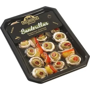 Banderillas de Boquerones, Aceitunas Verdes y Pimiento Rojo Belmonte Gourmet