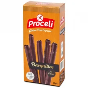 Barquillos al Cacao sin Gluten Proceli, Caja 80 G