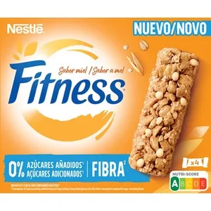 Barrita de Cereales Integrales con Fibra Sabor Miel 0% Azúcares Añadidos 4 Unidades  Nestle Fitness 80 G