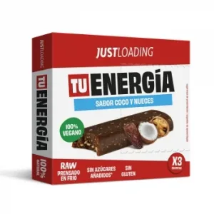 Barrita Energética de Dátil, Coco y Nueces Just Loading sin Gluten Pack 3 Unidades de 40 G.