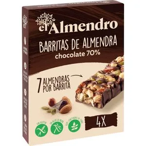 Barritas de Almendras Chocolate Negro 70% 4 X 25 Gr