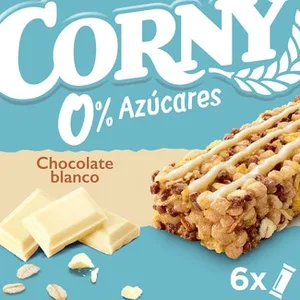 Barritas de Cereales con Chocolate Blanco 0% Azúcares Añadidos y sin Aceite de Palma 6 Unidades Corny 120 G