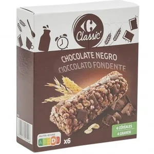 Barritas de Cereales con Chocolate Carrefour Classic Pack 6 Unidades de 21 G.