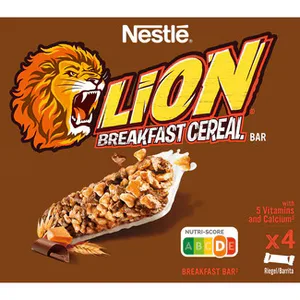 Barritas de Cereales para el Desayuno 4 Unidades  Nestle Lion 100 G