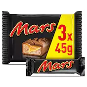 Barritas de Chocolate y Caramelo 3 Unidades Mars Bolsa 135 G