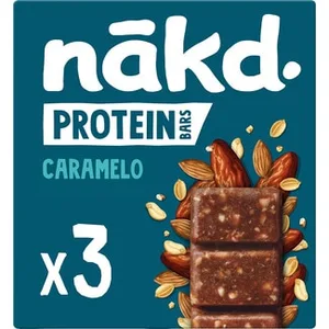 Barritas Proteicas de Fruta Frutos Secos y Caramelo 3 Unidades  Nakd Protein 135 G