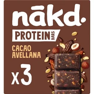 Barritas Proteicas de Fruta y Frutos Secos con Cacao y Avellanas 3 Unidades  Nakd Protein 135 G
