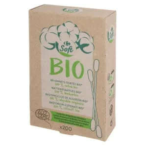 Bastoncillos de Algodón Ecológicos Soft Bio Carrefour 200 Ud.
