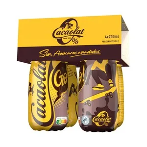 Cacaolat Batido de Chocolate con Stevia y sin Azúcares Añadidos Cacaolat 0% 4 X 200 Ml. 800 ML