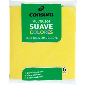 Bayeta Multiusos Suave Colores 6 u