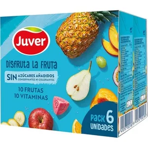 Bebida de Zumo de 10 Frutas 10 Vitaminas a Partir de Concentrado sin Azúcar Añadido Pack 6 Juver Disfruta