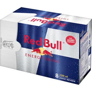 Bebida Energética con Cafeína, Taurina, Vitamina B y Agua de los Alpes Pack 4  RED Bull 25 CL