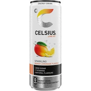 Bebida Energética con Gas Sabor Mango y Limón Zero Azúcar y 7 Vitaminas Alto Contenido en Cafeína Celsius Live FIT 35.5 CL