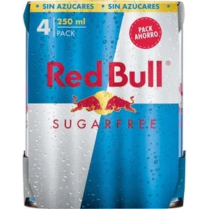 Bebida Energética Sugar Free con Cafeína, Taurina, Vitamina B y Agua de los Alpes Pack 4 RED Bull