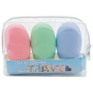Becasan Estuche de Viaje con 3 Botella de Silicona de 60 Ml y Práctico Necesser Transparente con Cremallera Becasan. 3 UD