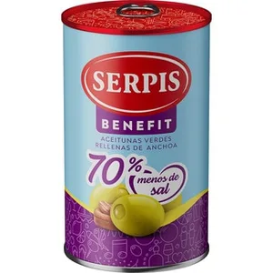 Benefit Aceitunas Rellenas de Anchoa con 75% Menos Sal  Serpis 130 G