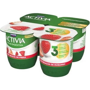Bífidus con Trozos de Fresa Pack 4  Danone Activia 120 G