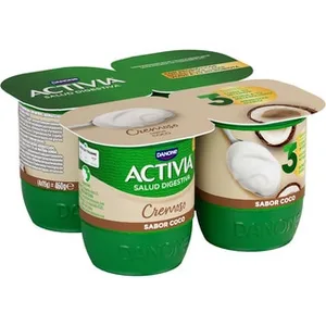 Bífidus Cremoso Sabor Coco sin Gluten Pack 4  Danone Activia 115 G