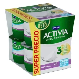 Bífidus Desnatado Natural Danone Activia Pack de 8 Unidades de 120 G.