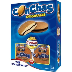 Bizcochos Rellenos de Chocolate Conchas Originales 10 Unidades Envueltas Individualmente Codan 550 G