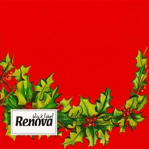 Black Label Servilletas Decorado Navidad Acebo 3 Capas 33x33 Cm  Renova 20 Unidades