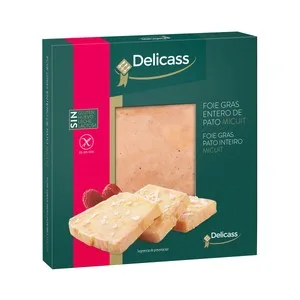 Delicass Bloc de Foie Gras de Pato, Elaborado sin Gluten, ni Huevo ni Leche 130 G.