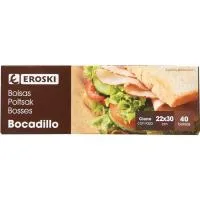Bolsa para Bocadillo 22x30 Eroski, Caja 40 Uds