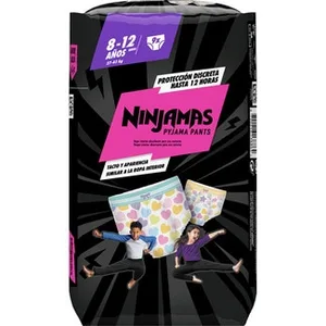 Braguitas de Noche Absorbentes para Niñas 8-12 Años 27-43 Kg  Ninjamas 9 Unidades