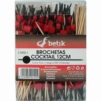 Brocheta de Madera Rojo-negro 12 Cm Betik, Paquete 200 Unid.