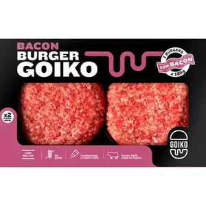 Burger Meat con Bacon de Vacuno 100% Español sin Gluten 2 Unidades  Goiko 360 G