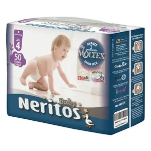 Neritos Baby By Moltex Pañales Talla 4  (9 a 15 Kg) 50 Uds.
