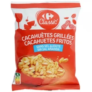 Cacahuetes Fritos sin Sal Añadida Classic Carrefour 200 G.