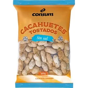 Cacahuetes Tostados con Cáscara sin Sal 300 Gr