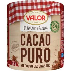 Cacao Puro en Polvo Desgrasado 0% Azúcares Añadidos 100% Cacao Natural sin Gluten  Valor 250 G