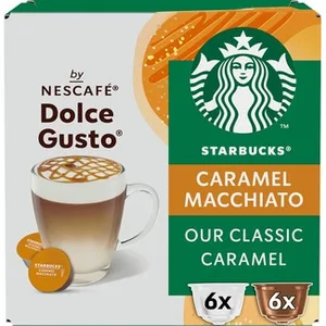Café 100% Arábica con Sabor a Caramelo Caramel Macchiato Compatibles con Cafeteras Dolce Gusto Starbucks