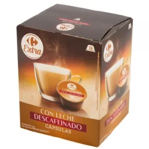 Café Cápsulas con Leche Descafeinado Carrefour Extra Compatible con Dolce Gusto 16 Ud.